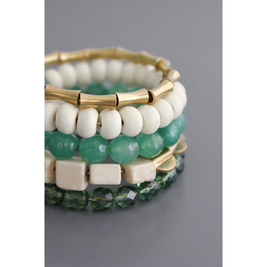 Green and white wrap bracelet