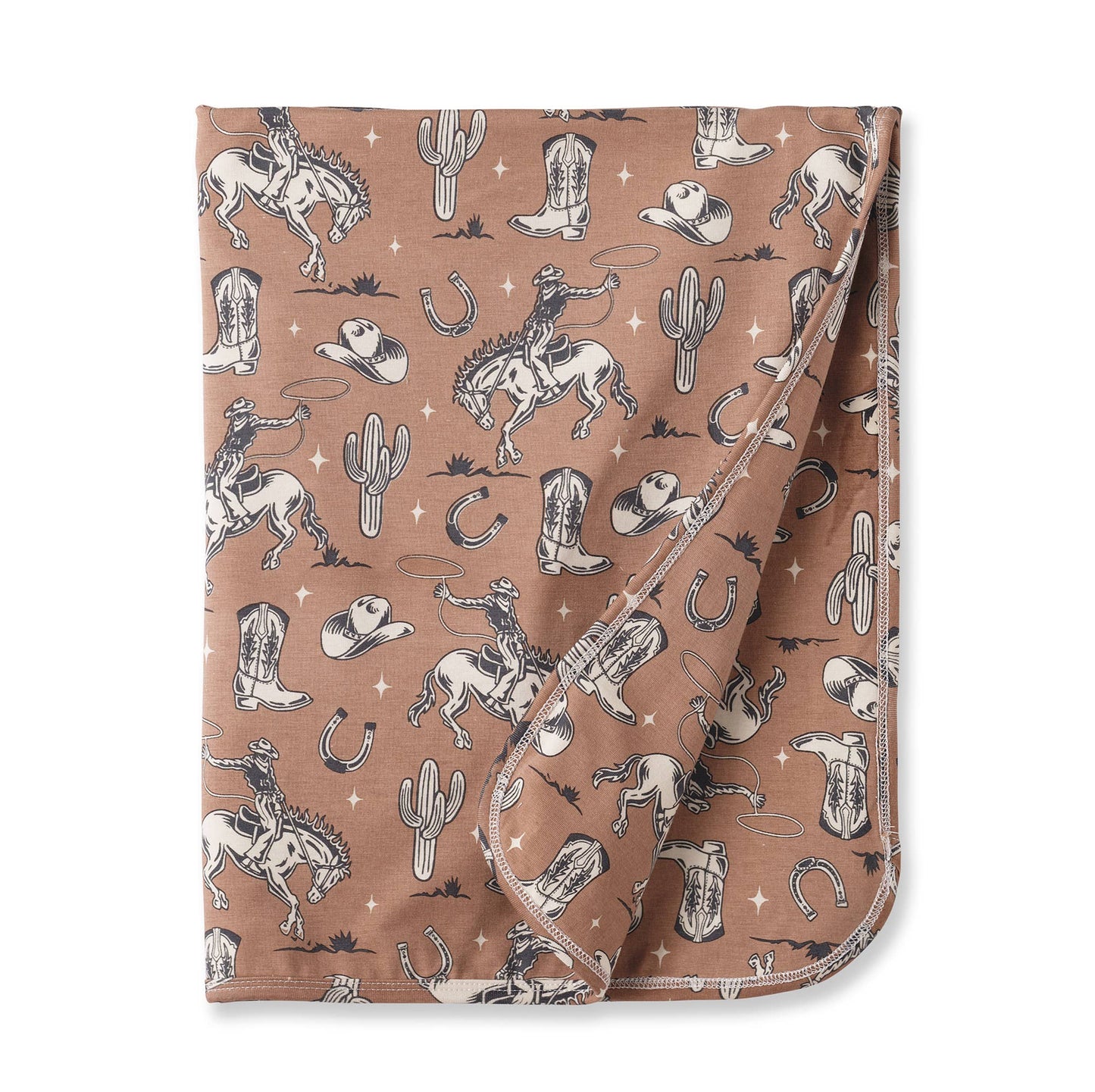 Wild Wrangler/Brown Western Baby Boy Bamboo Stroller Blanket: 1S