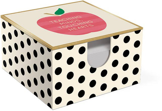 Desk Memo Box with Pen -Apple
