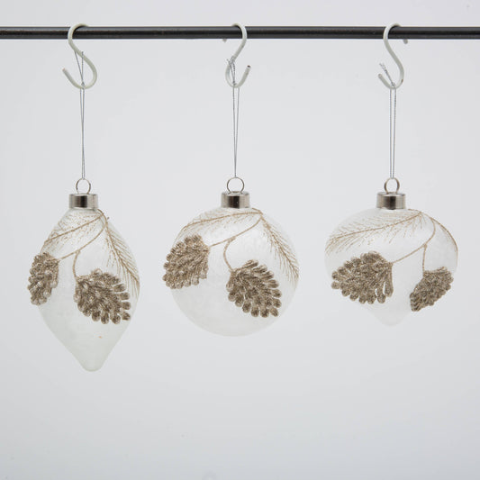 5.9"H Frosted Glass Pinecone Design Ornamen