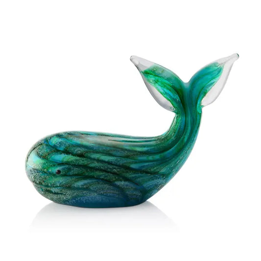 Art Glass Teal Whale Glow in The Dark