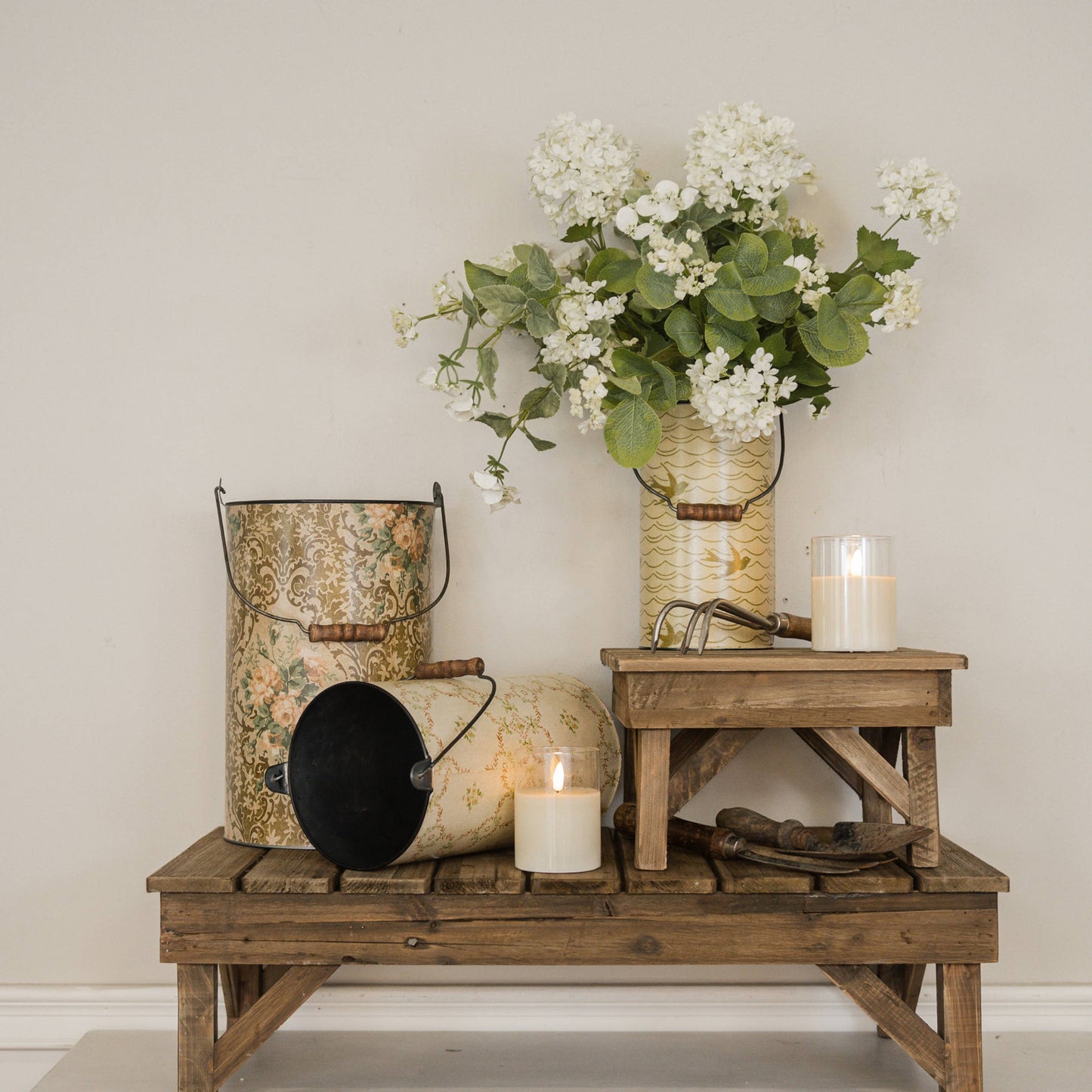 SET/3 TRANQUIL EVENINGS METAL BUCKETS