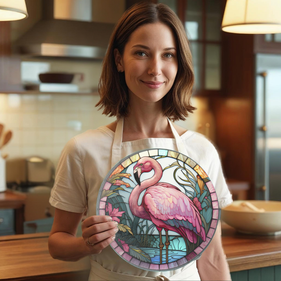 Flamingo Glass Charcuterie Board 8 - Inch