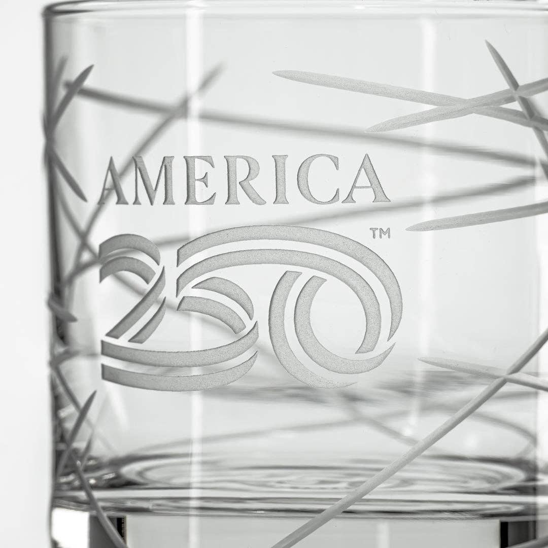 America250™ Longitude 10oz On the Rocks Whiskey Glass Set of 2