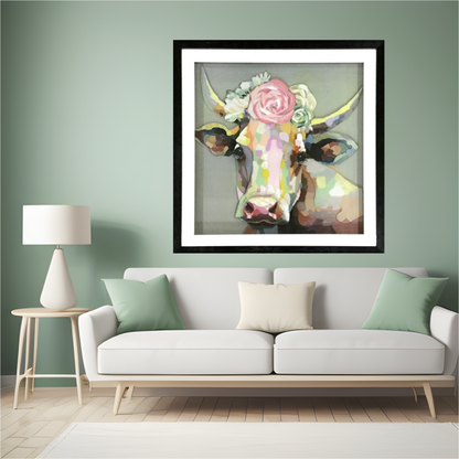 3D Collage Art | Cow (26"x26")