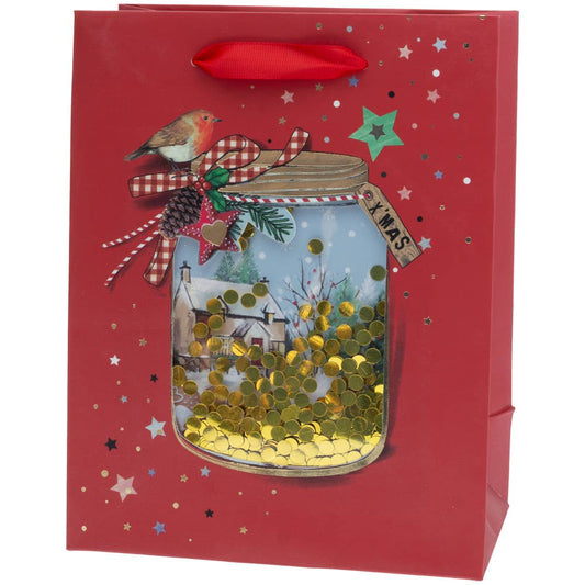 Christmas Jar Sequin Large Gift Bag Christmas