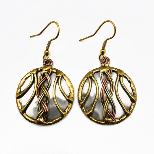 Mixed Metal Earrings - Braid in Circle