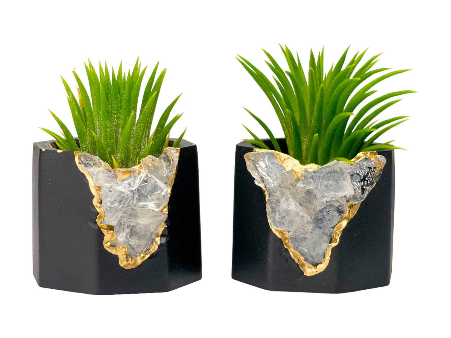 Clear Quartz Geode Planter, Crystal Planter Pot, Yoga Gift