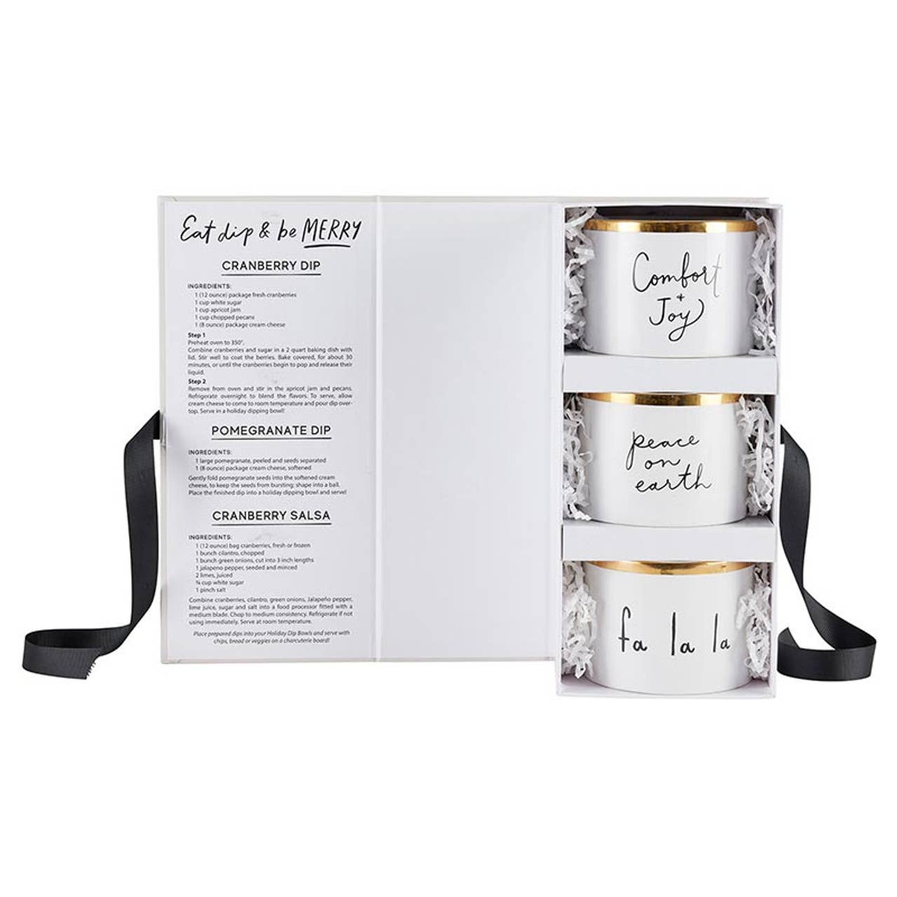 Gold Holiday Dip Bowls Book Box - Eat, Dip & Be Merry