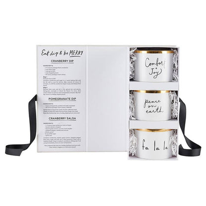 Gold Holiday Dip Bowls Book Box - Eat, Dip & Be Merry