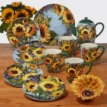 Plato para cena con ramo de girasoles de 11 pulgadas