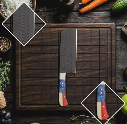 Juego de 5 cuchillos de chef con la bandera estadounidense, regalo patriótico para cocinar.