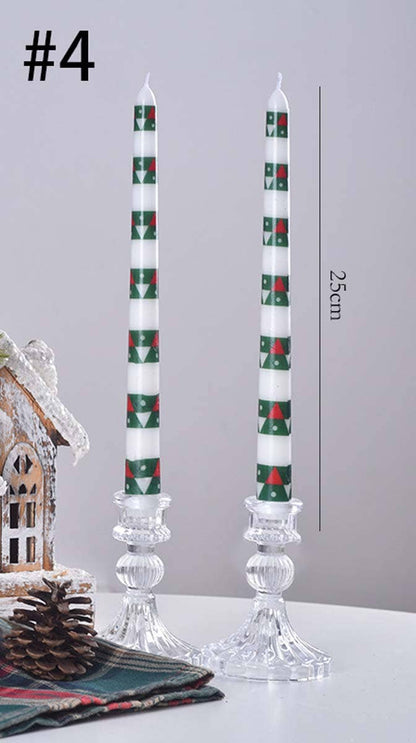 Smokeless Christmas Decorative Printed Taper Candle