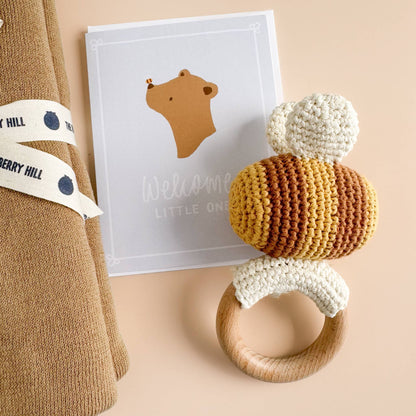 Cotton Crochet Rattle Teether Bee Spring Summer Baby Toy