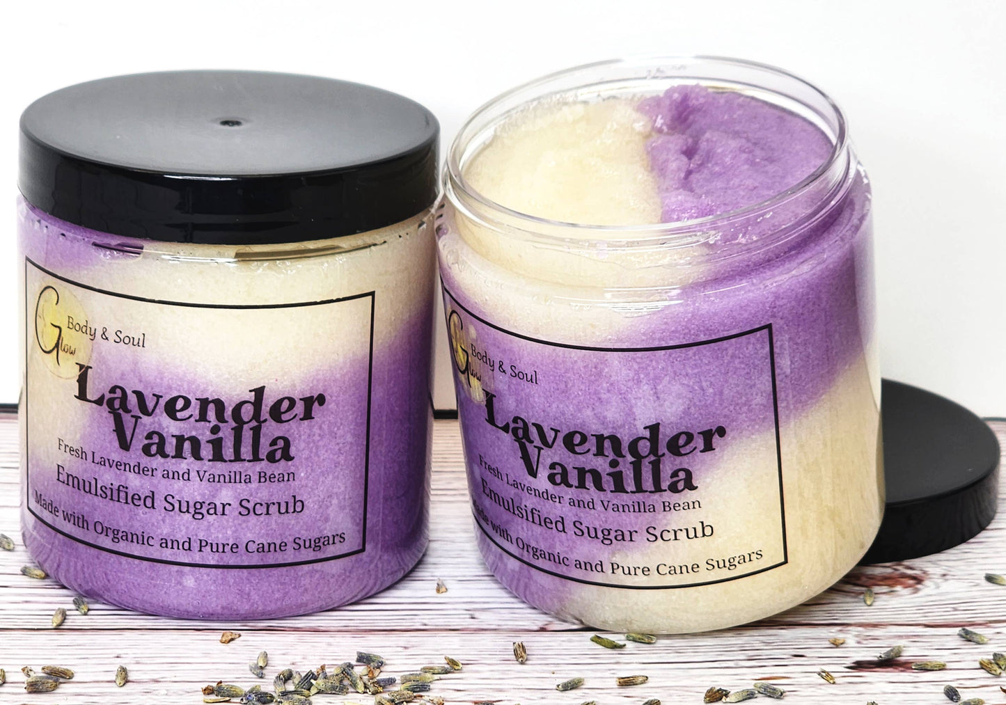 Sugar Scrub, Lavender Vanilla Emulsified Sugar Scrub 10 oz