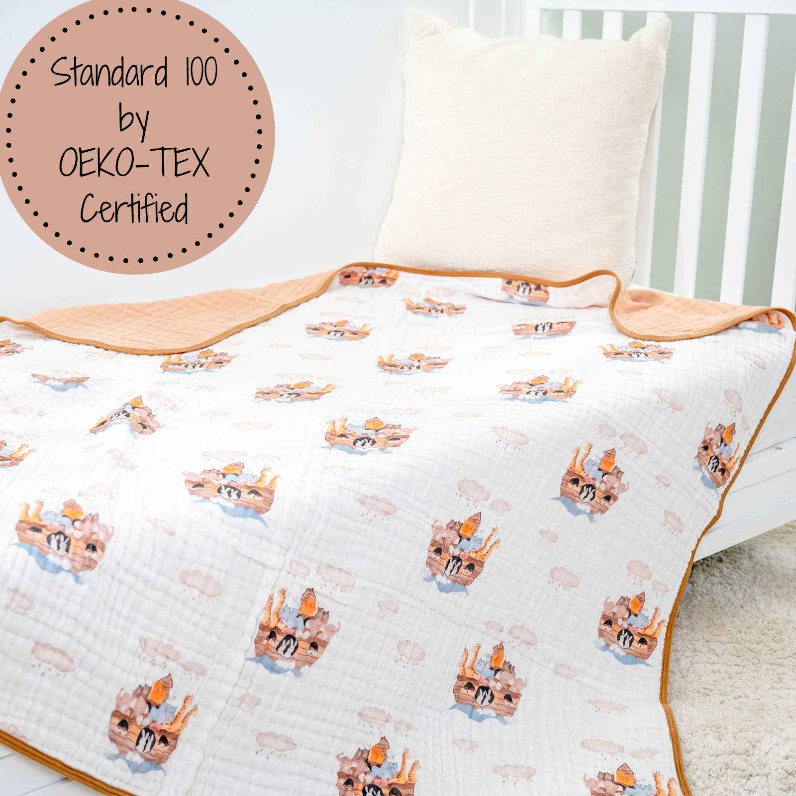 LollyBanks - Noah's Ark Baby Toddler Muslin Blanket
