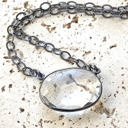 Crystal quartz oval pendant