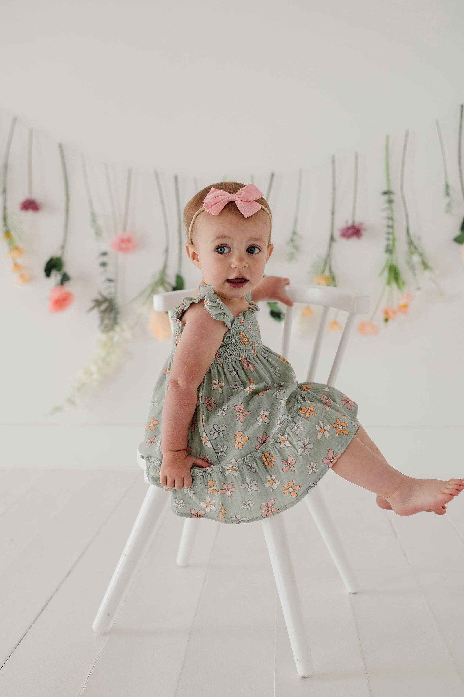 Babysprouts Flutter Dress Set: Sketched Daisy / 0-3M