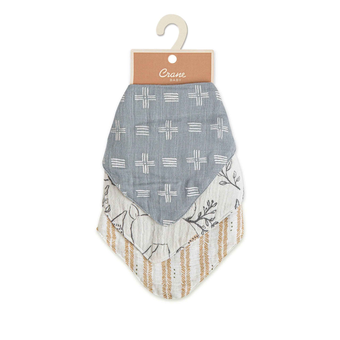 Crane Baby - Ezra 3-Pc. Muslin Bib Set