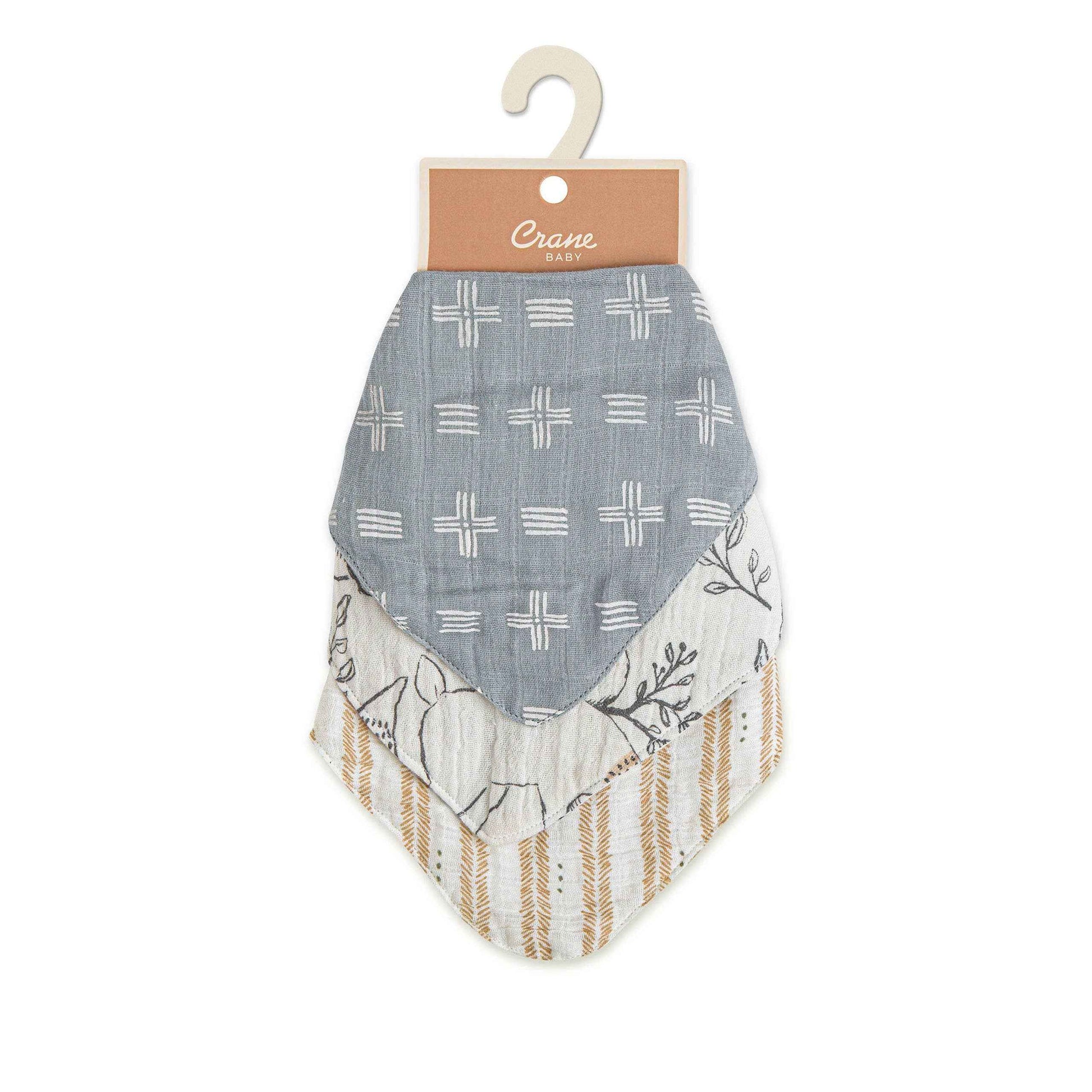 Crane Baby - Ezra 3-Pc. Muslin Bib Set