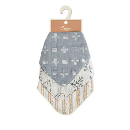Crane Baby - Ezra 3-Pc. Muslin Bib Set
