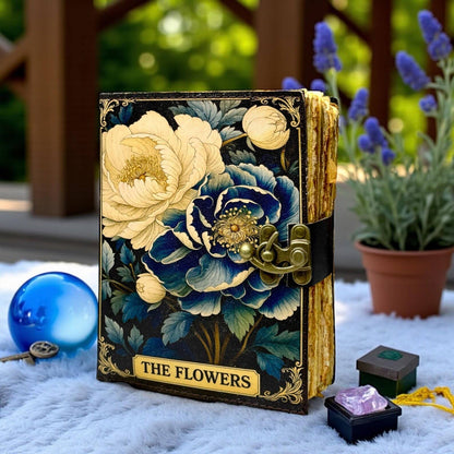 Personalized Floral Grimoire Handmade Leather Book of Shadow