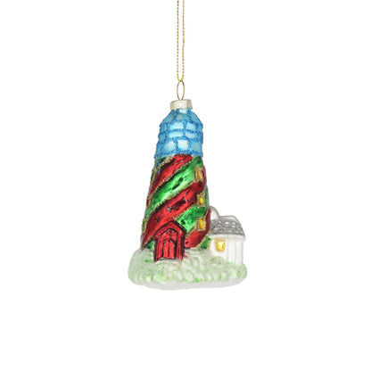SALE Blue Lighthouse Christmas Ornaments Retro Handmade
