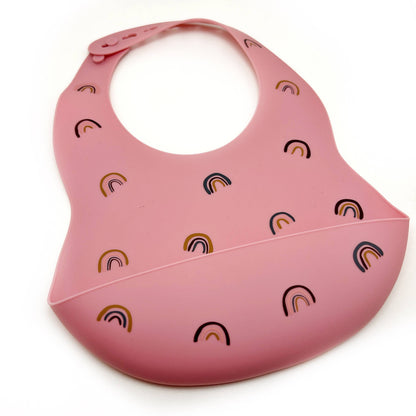 Rainbow Silicone Bucket Bib - Rose