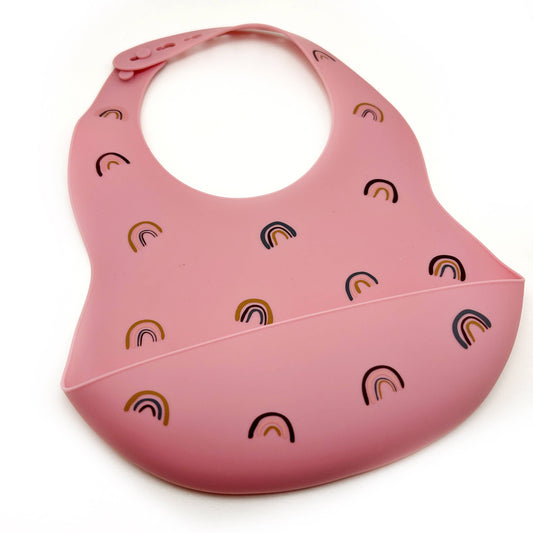 Rainbow Silicone Bucket Bib - Rose