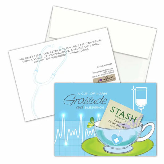 Tea Greeting Card W. Real Tea Bag - Gratitude and Blessings