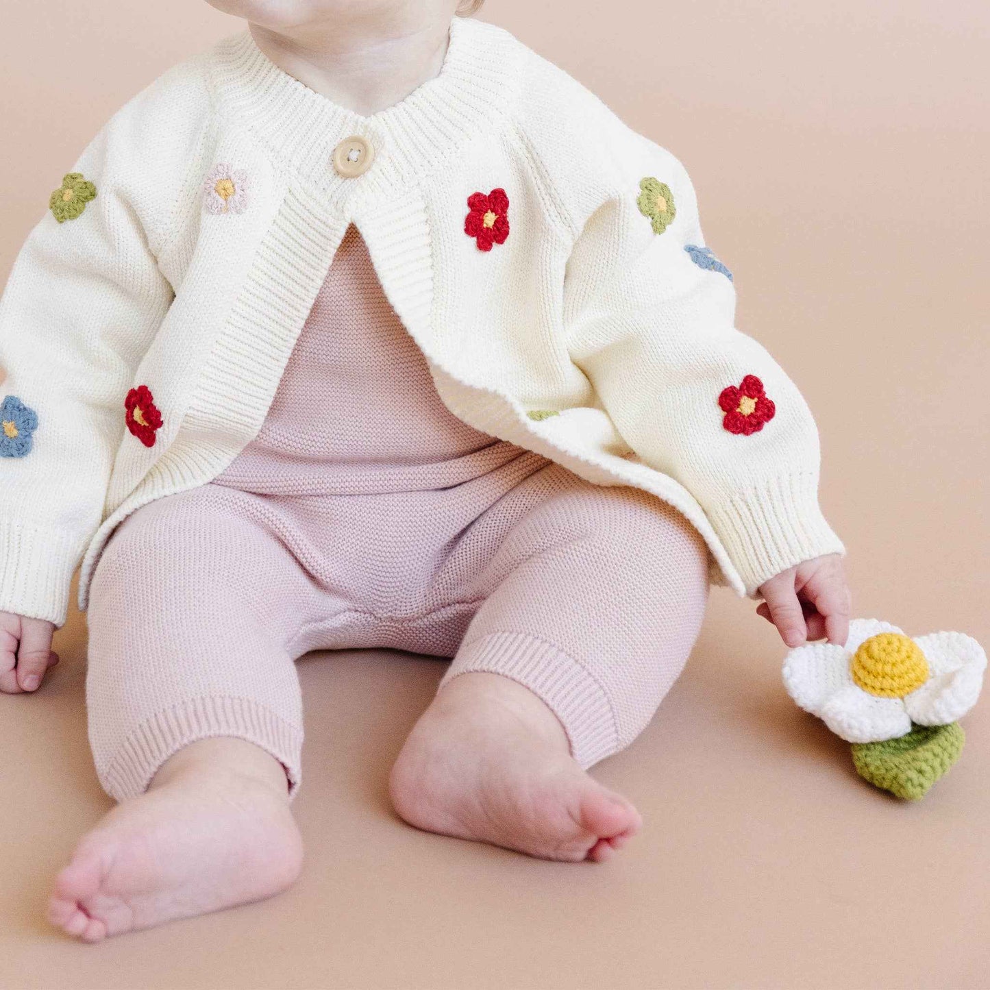 Cotton Flower Cardigan Color Baby Sweaters Clothing: 0-6m