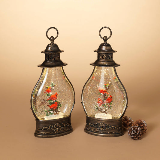 15"H B/O Lighted Spinning Water Globe Lantern w/ Card
