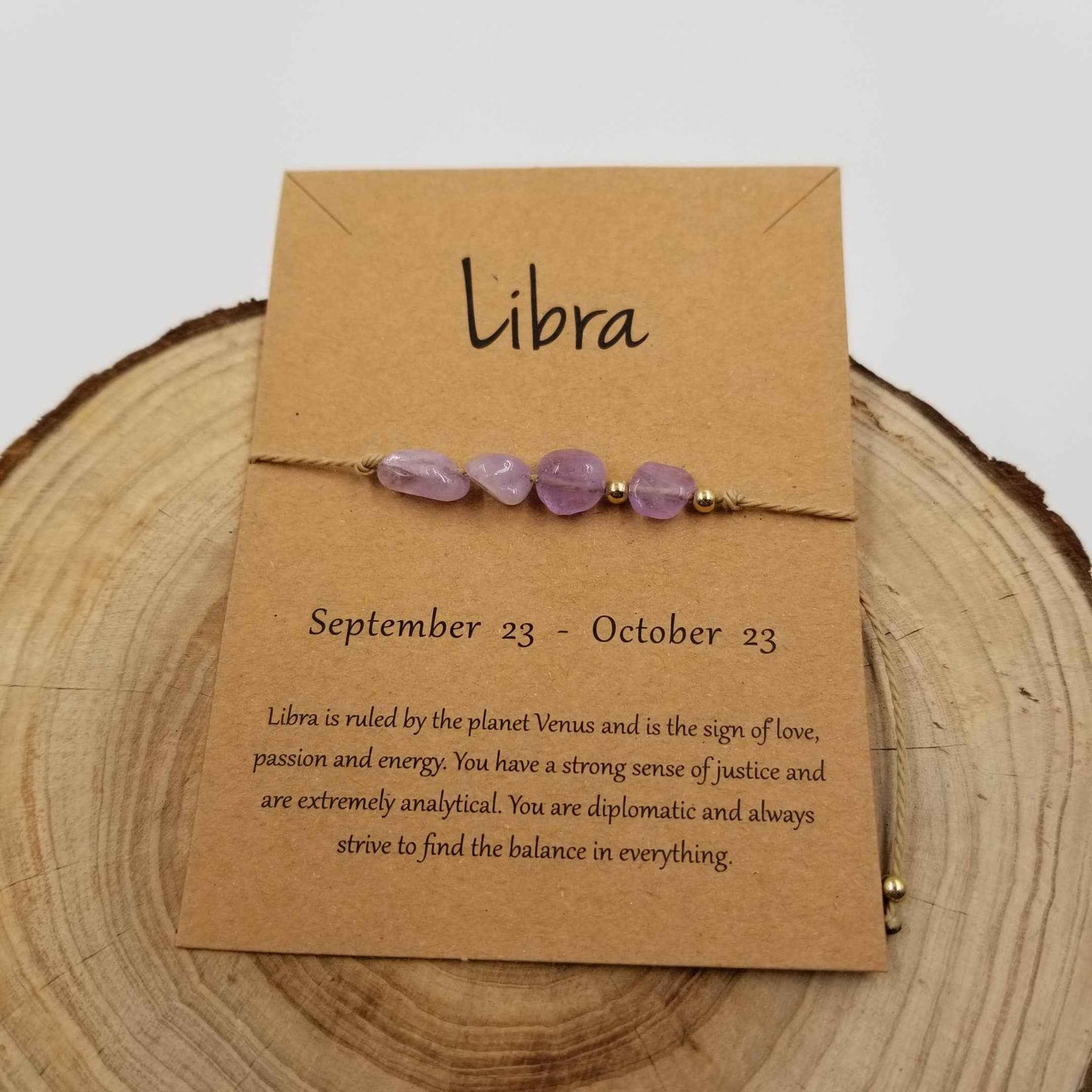 Natural Stone Handwoven Constellation Bracelet with Card: Leo