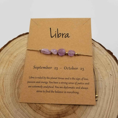 Natural Stone Handwoven Constellation Bracelet with Card: Leo