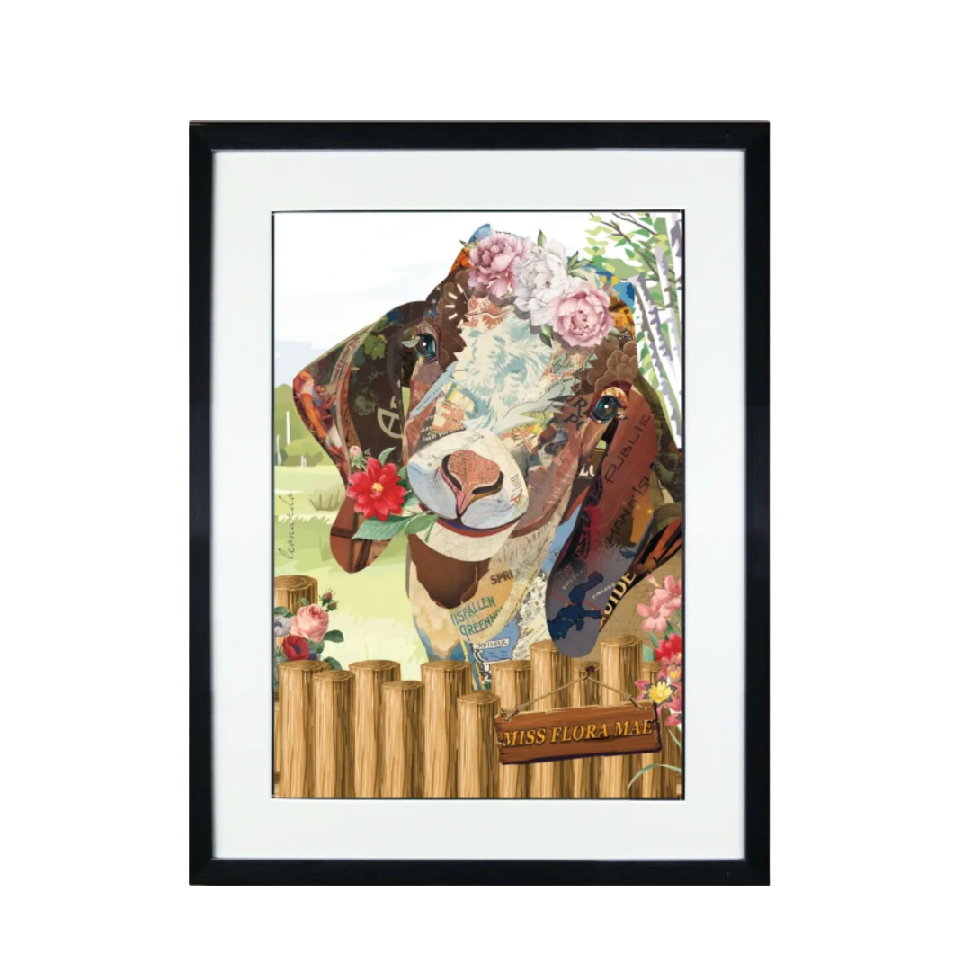 3D Collage Art | Miss Flora Mae (32"x24")