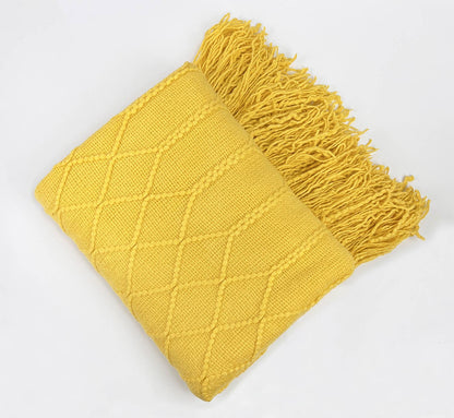 Rhombus Diamond Knit 50x60 Inch Throw Blanket