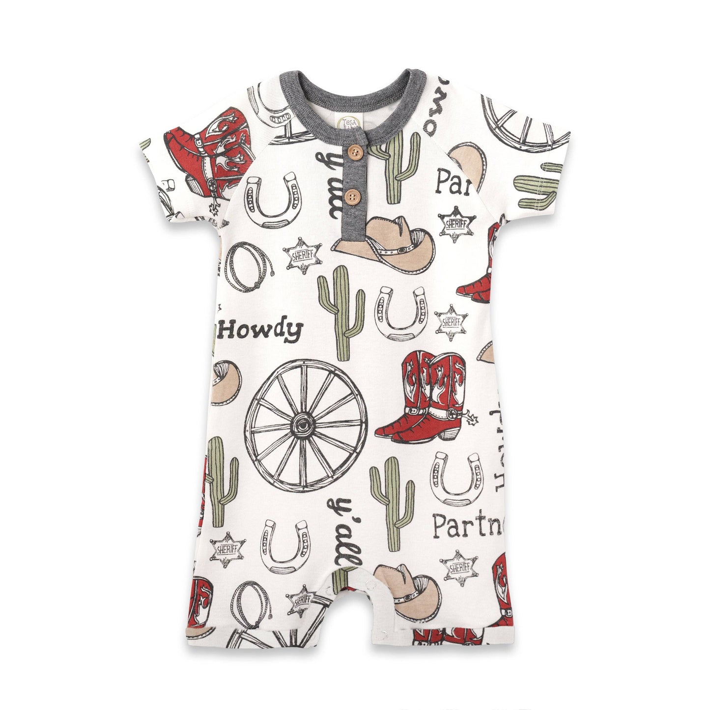 Howdy Partner Henley Romper – Western Cowboy: 0-3M
