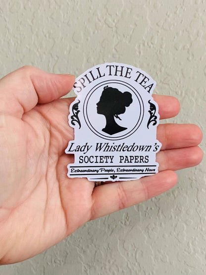 Oily Graphic Creations - Spill the Tea B&W- Bridgerton Stickers/Magnet