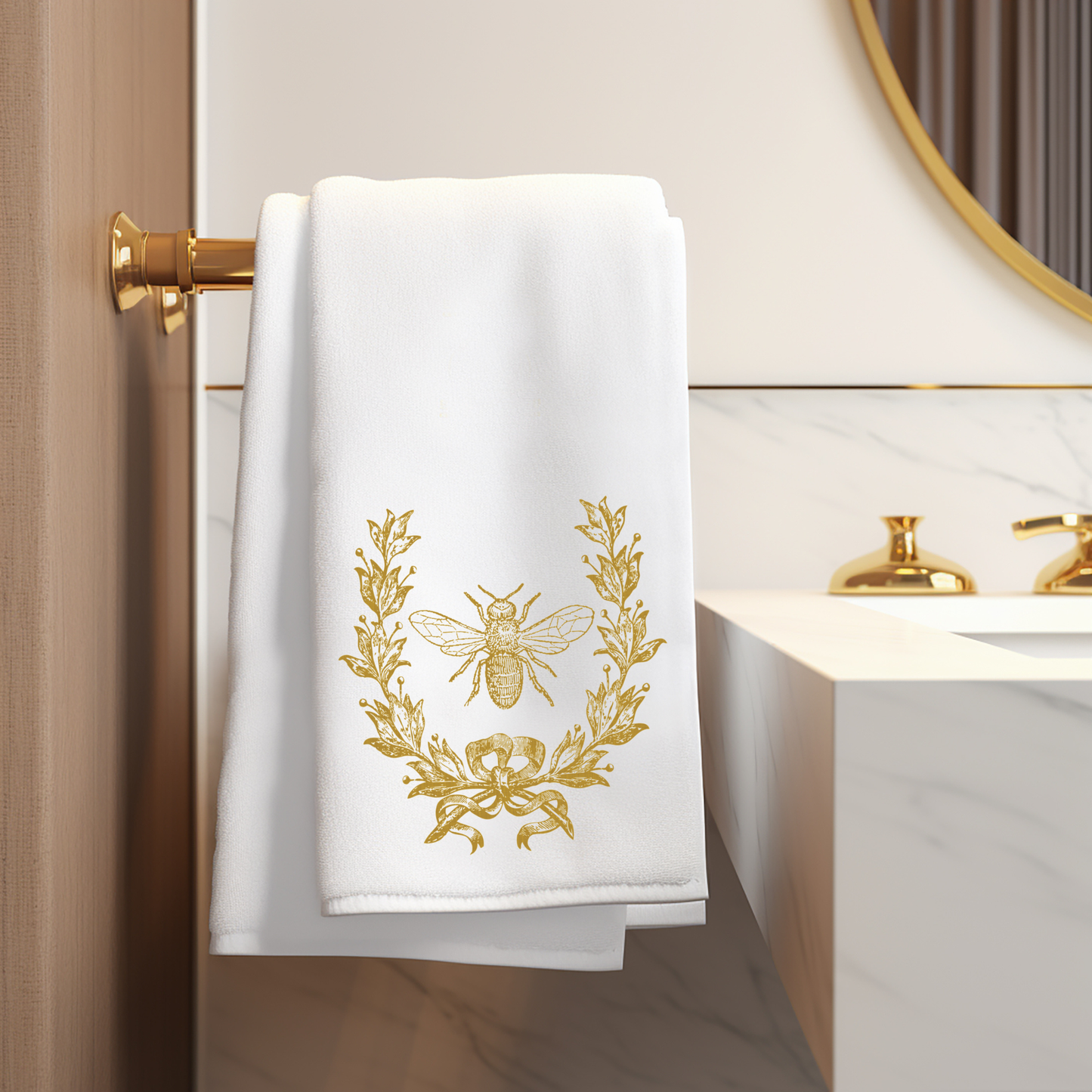 Gold Bee & Crest, French Inspired Luxury Towels, 3 Sizes