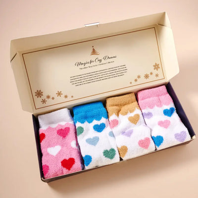 Hearts Pattern Fuzzy Socks Assorted