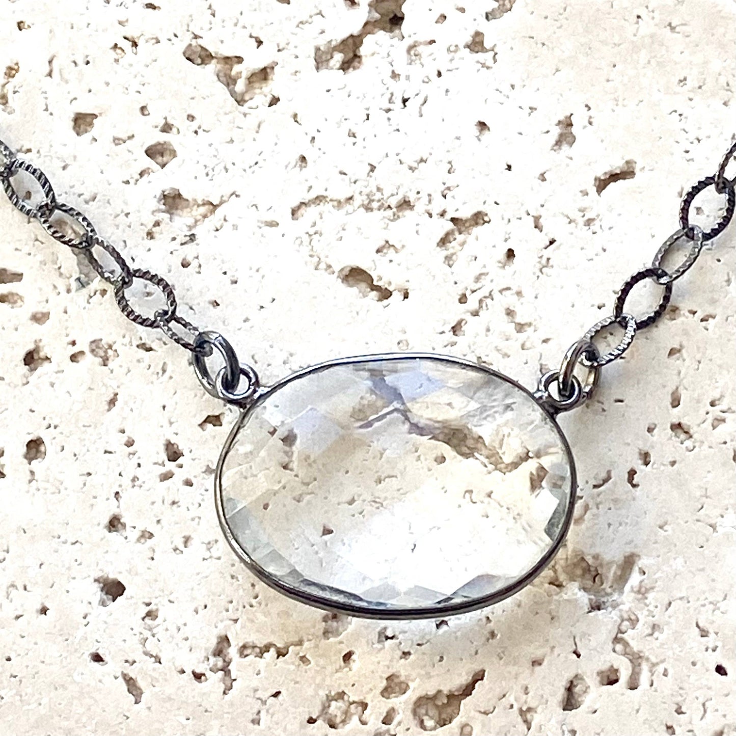 Crystal quartz oval pendant