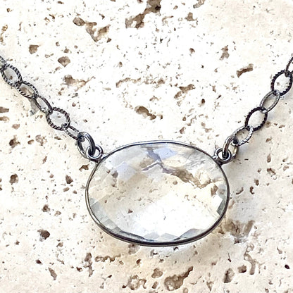 Crystal quartz oval pendant