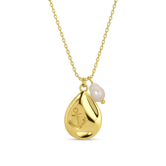 Anchor Accented Pendant With Pearl Charm