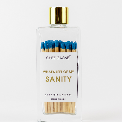 Chez Gagné - What's Left of My Sanity - Glass Bottle Safety Matches - Bright Blue