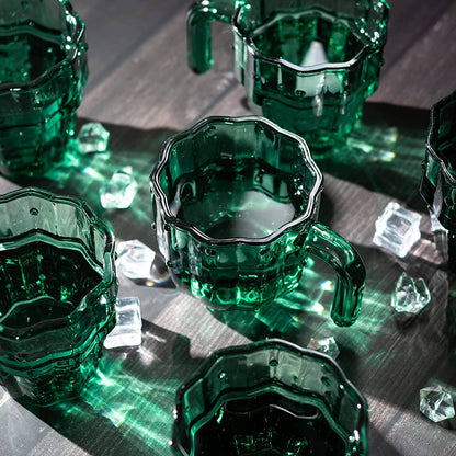 Cactus Stackable Glasses, Glass Green Cactus Cups - 6 Set