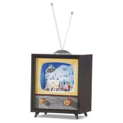 10" Animated Musical Lighted TV, Black Cabinet Village Scene