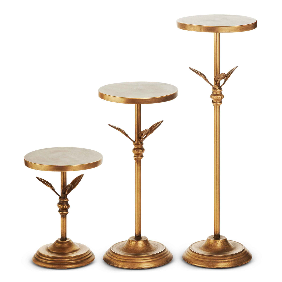 Antique Gold Pedestal with Leaf Detail