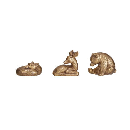 Resin Sleeping Animal, Antique Gold Finish