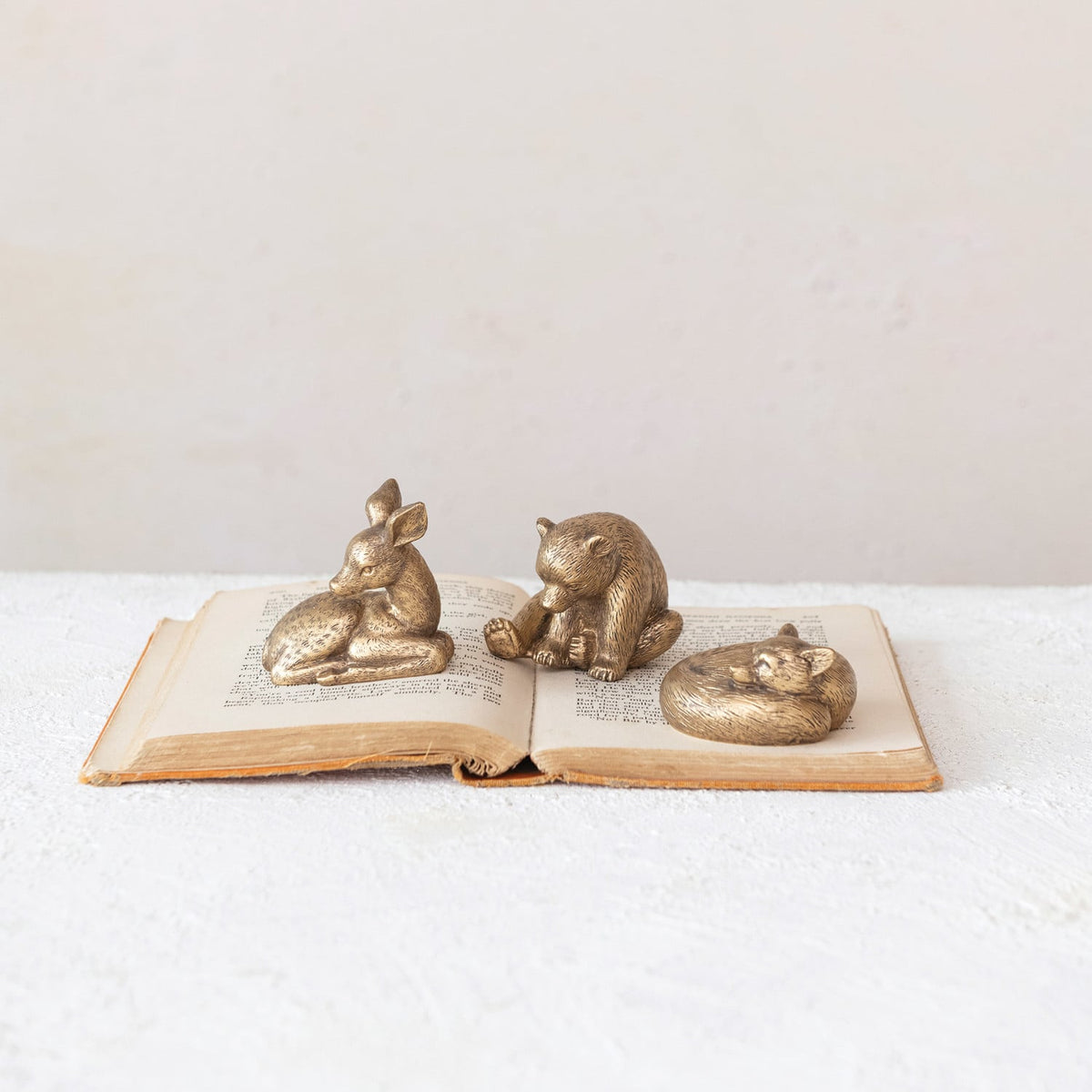 Resin Sleeping Animal, Antique Gold Finish