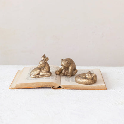 Resin Sleeping Animal, Antique Gold Finish